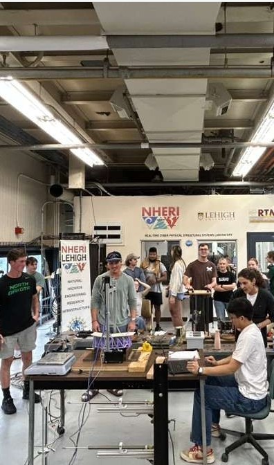 A bridge is tested in the lab