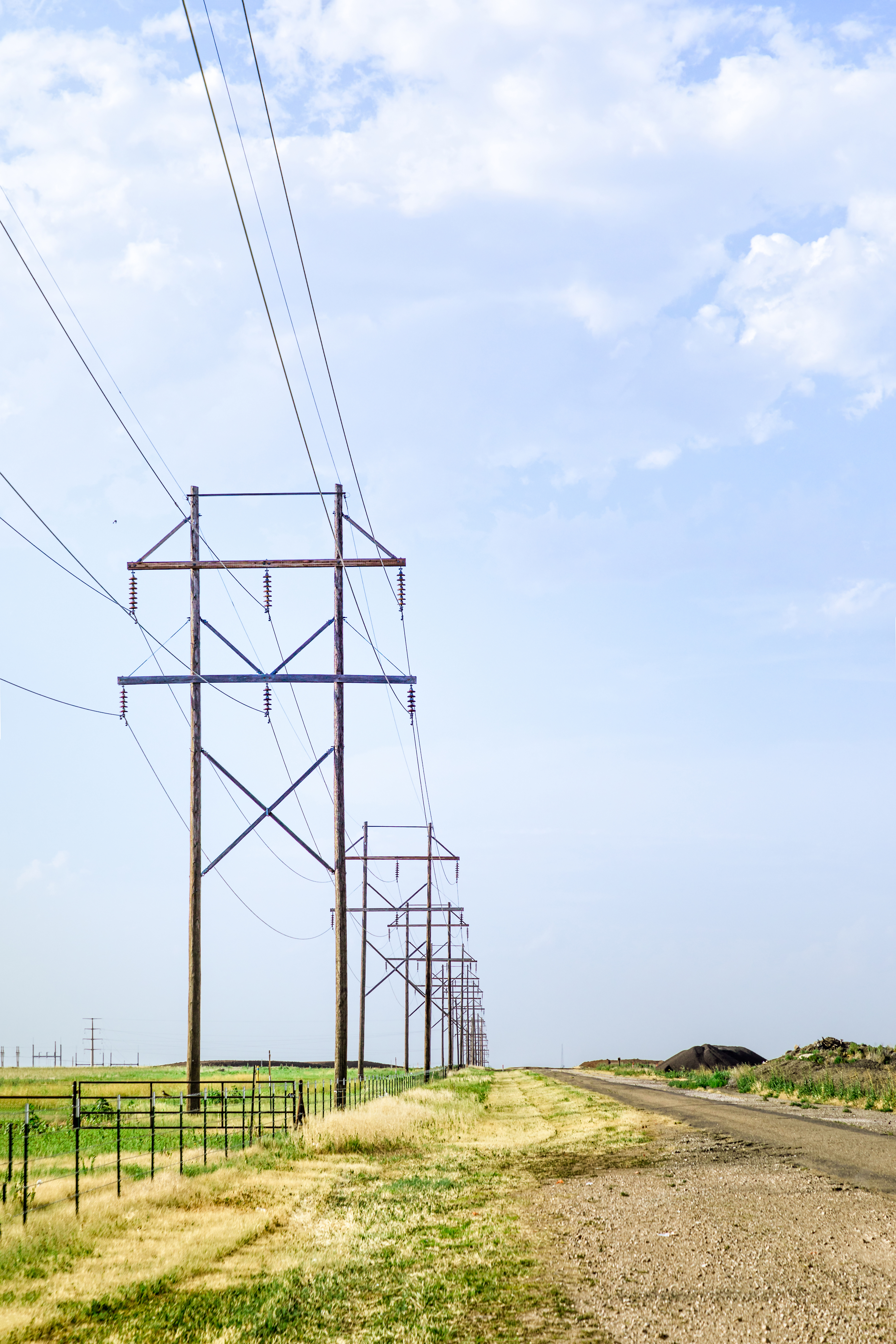 Telephone poles along a road