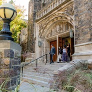 Students exit Lehigh's Alumni building