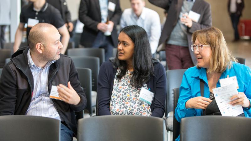 I-CPIE faculty Alberto Lamadrid (left), I-CPIE Associate Director Shalinee Kishore (center) and Wendy Fong, Director of Industry Engagement for Lehigh’s Western Regional Office (right) at the 2019 Innovation and Impact Symposium in San Leandro, CA. (Prospect Silicon Valley photo by Ross Marlowe from Eversnap).
